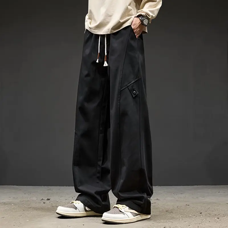 2026 Autumn Casual Pants Men's Trendy Brand Splicing Trousers Straight Loose Casual Overalls Harem Pants Jogger Men Clothing