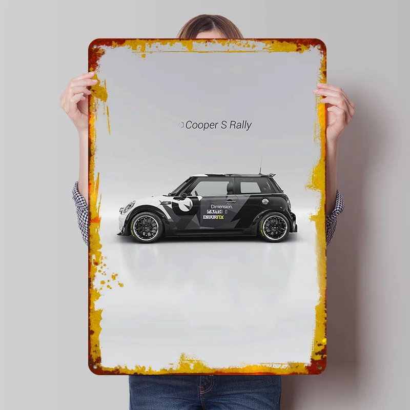 UK Car Cooper S Rally Tin Poster Customized Wall Art Retro Vintage Metal Signs for Fans Room Decoration Bedroom Desk Decor House