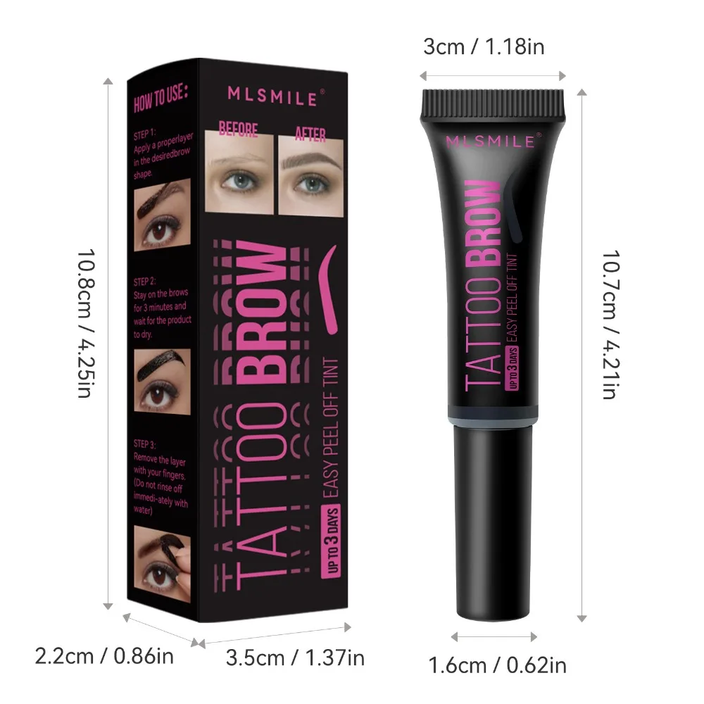 Long Lasting Eyebrow Gel Semi-Permanent Tattoo Dye Peel-Off Dye Eyebrow Cream 3 Color Waterproof Eyebrow Pomade Setting Soap Gel