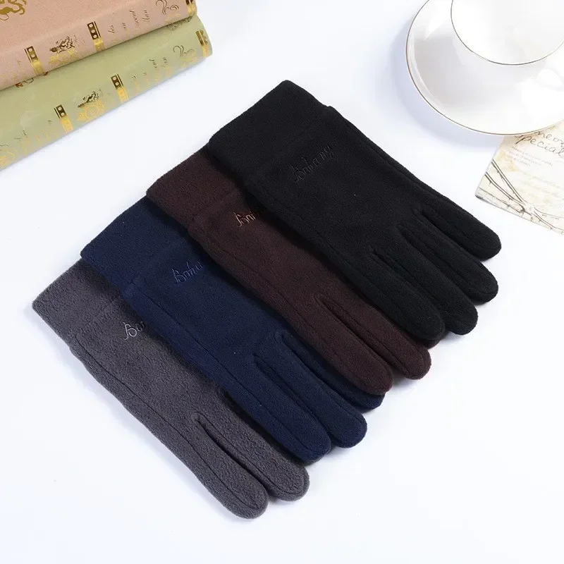 Guantes gruesos de lana para hombre y mujer, guantes térmicos cálidos con dedos completos para invierno, resistentes al viento, para correr, esquiar