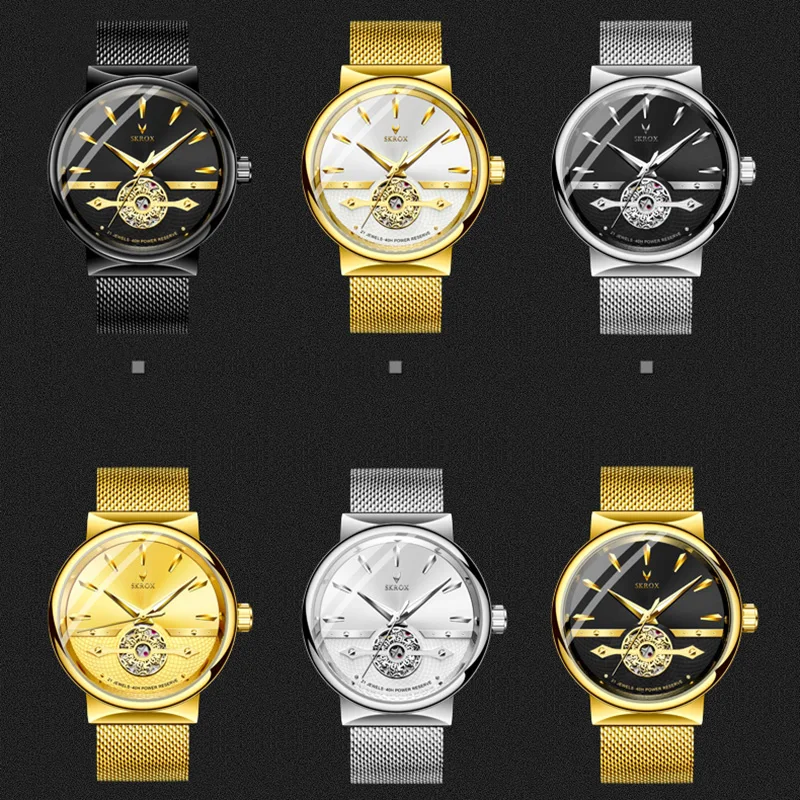 SKROX Elegant Thin Automatic Movement Man Watch Mechanical Waterproof Male Wrist Watches Original High-End Luxury Clockwork