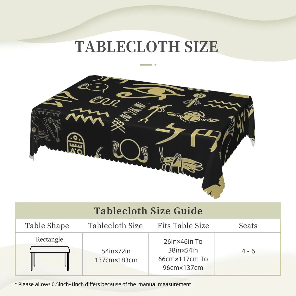 Ancient Egypt God Horus And Anubis Egyptian Pharaoh Custom Rectangular Tablecloth Waterproof Table Cover for Dining Table Cloth