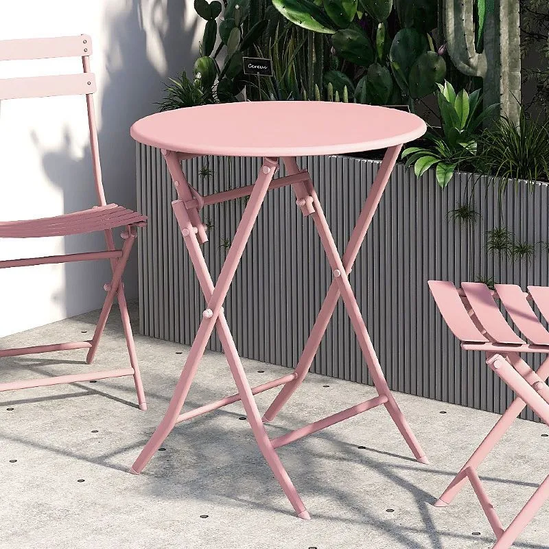 Versatile Use Wrought Iron Folding Coffee Table Flexible Metal Side Table for Living Room Bedroom Outdoor Garden Home Furniture