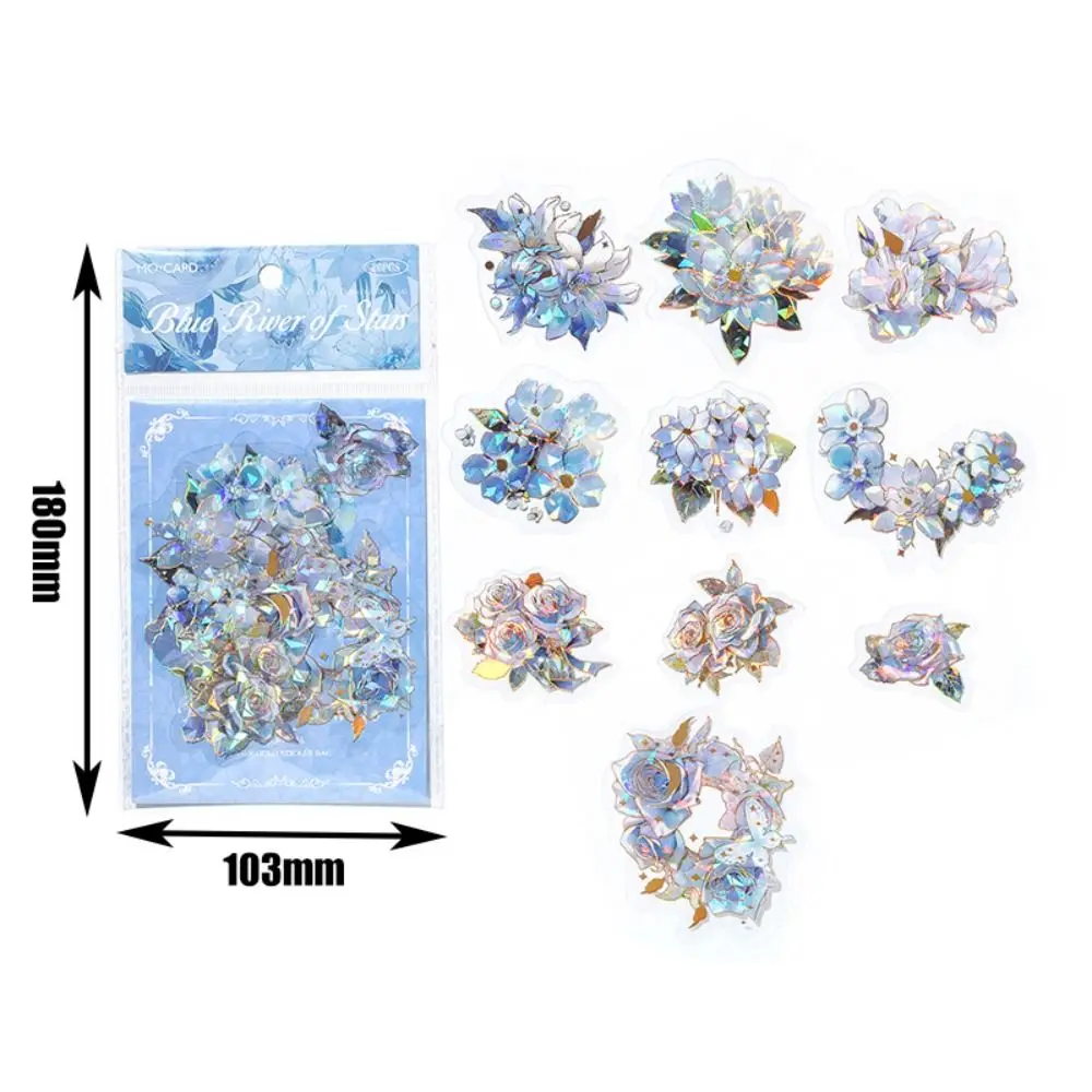 20 個クリエイティブかわいい花植物ステッカー DIY 手作り PET ハンドブックステッカー花柄レーザーノートブックステッカー