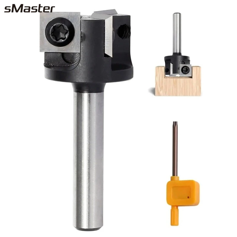 CNC Spoilboard Surfacing Router Bits 3 Insert Knife Design Flattening&Rabbeting Flycutter Planing Milling Cutter Surface Planer