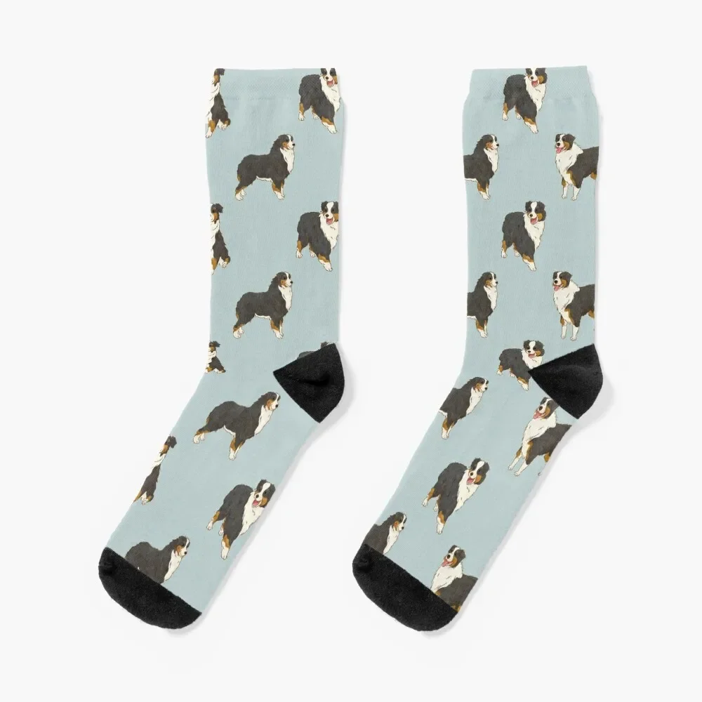 Black Tri Australian Shepherd Aussie Dog Socks sports stockings cartoon set Woman Socks Men's