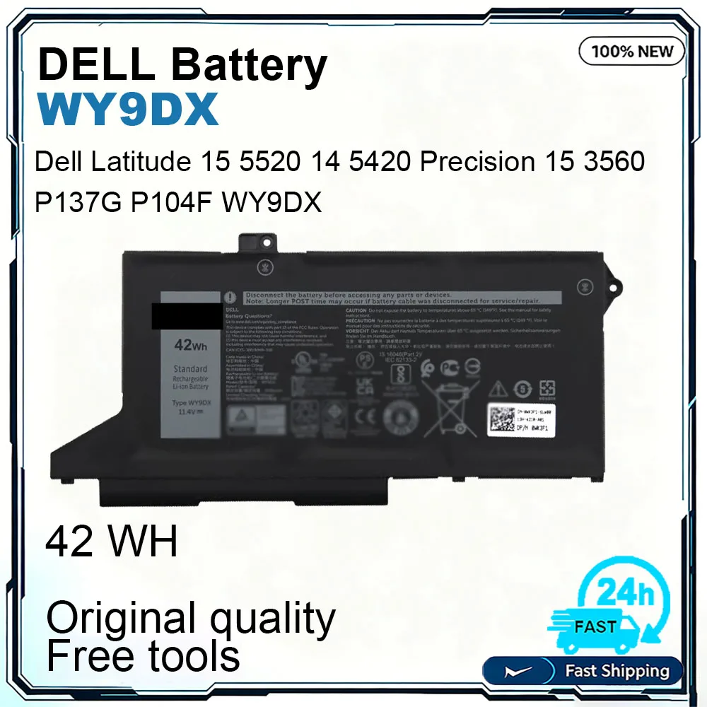New RJ40G Laptop Battery For Dell Latitude 14 5420 Latitude 15 5520 Precision 15 3560 P104F P137G 075X16 M033W WY9DX 01K2CF