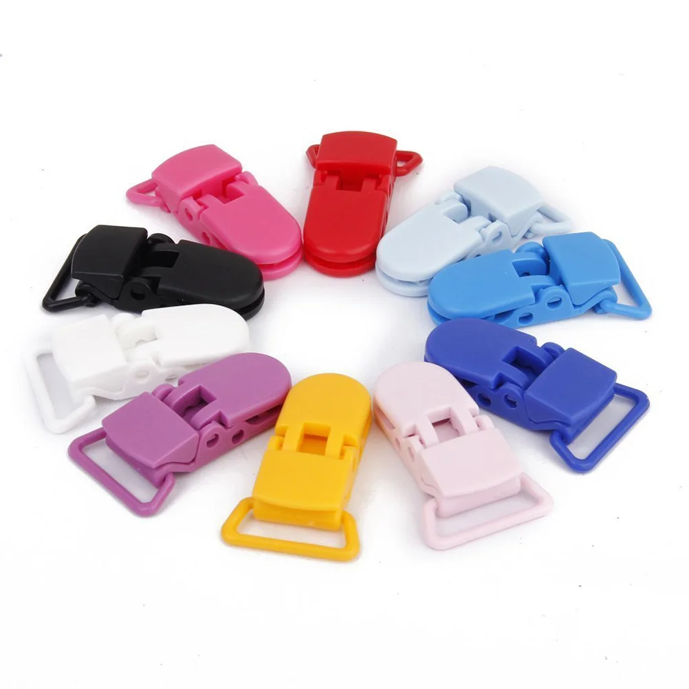 10Pcs T-shape Plastic Baby Pacifier Clips Badge Clips Bib Holders (Random Color) Baby clips Plastic pacifier clips
