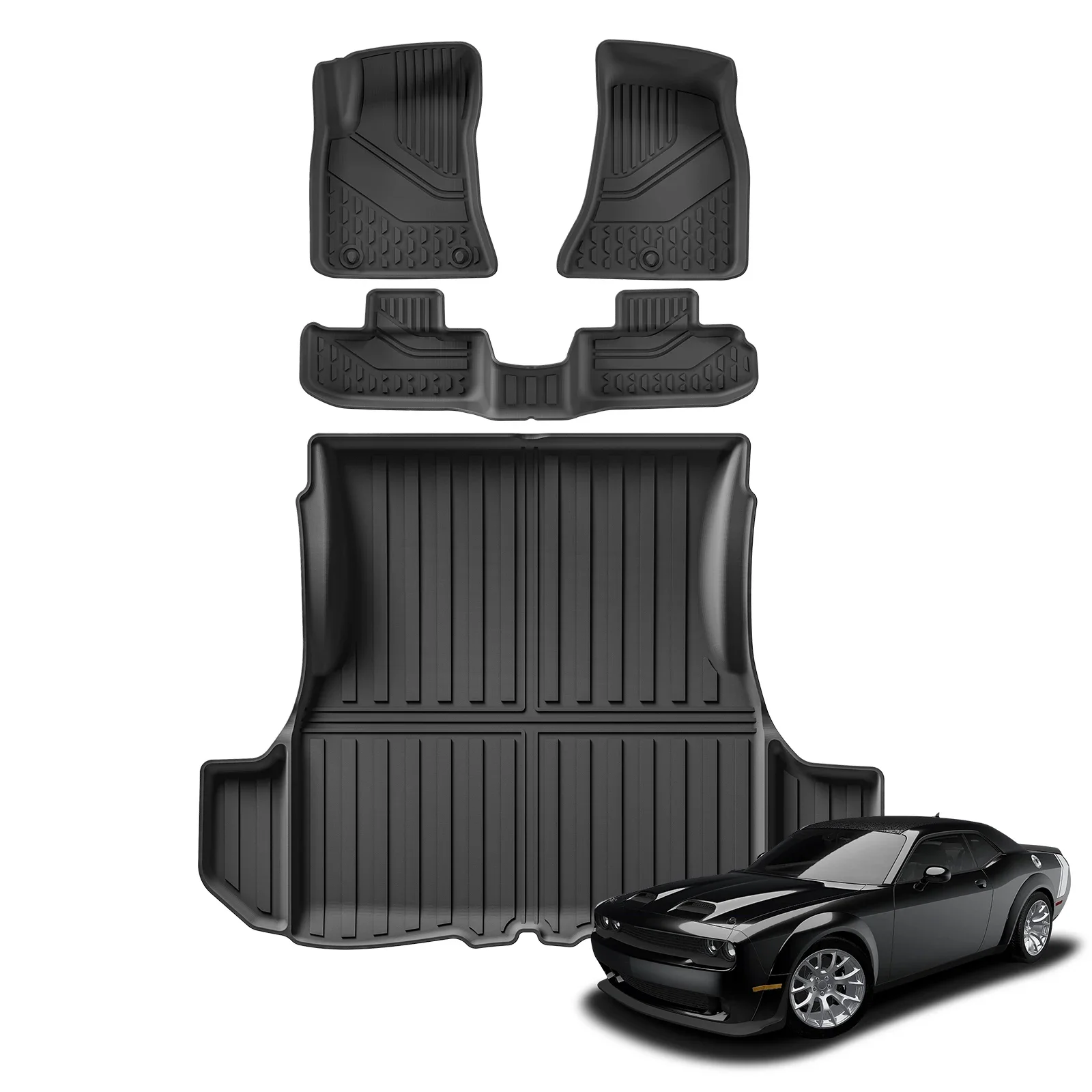 

for 2011 - 2023 Dodge Challenger RWD US Version TPE 3D Car Floor Mats Cargo Liner Trunk Pad Accessories Fit Left Rudder
