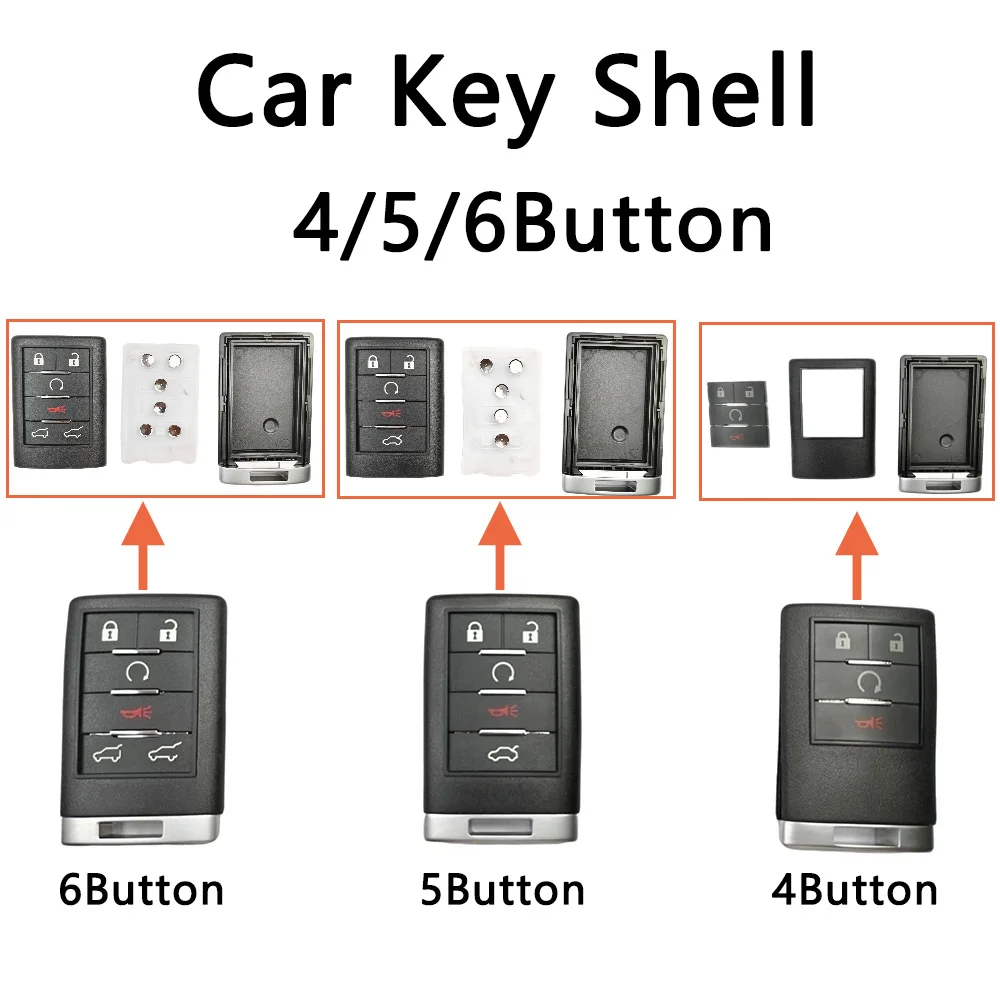 4 5 6 Buttons FCC: OUC6000066 Replacement Remote Car Key Shell Case For Cadillac DTS STS SRX CTS Escalade ESV EXT Fob Shell
