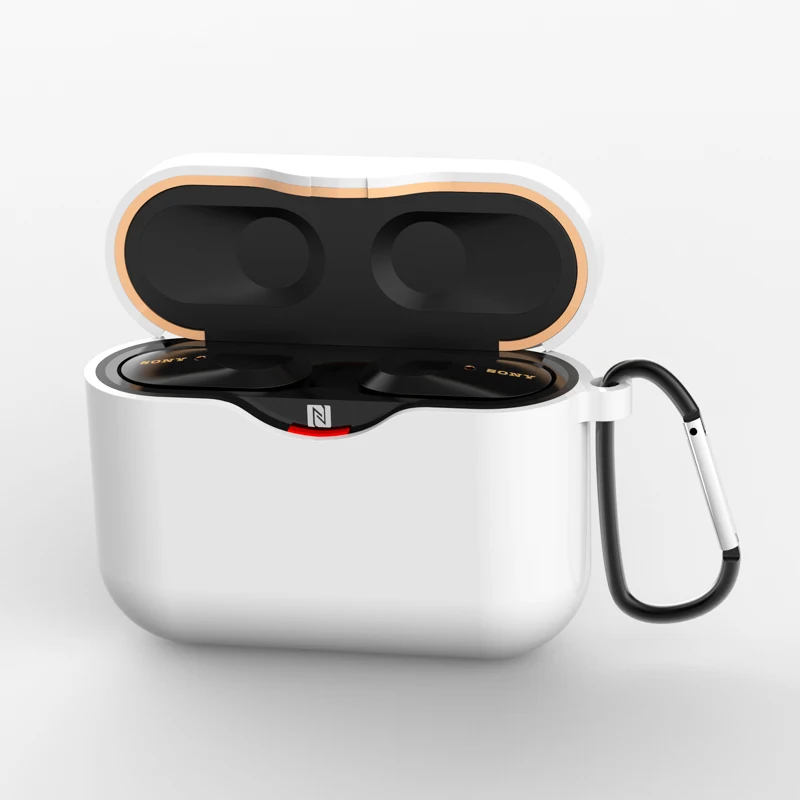 FIFATA Colorato Sottile Del Silicone Del Trasduttore Auricolare Per Il Caso di Sony WF-1000XM3 Bluetooth del Trasduttore Auricolare Anti-polvere Copertura Della Cassa Con Moschettone Per Sony