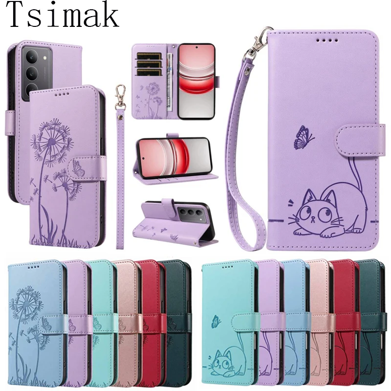 Ledertasche für Realme C75 C75 C67 C65 C63 C61 C55 C53 C51 C12 C15 C20 C21 C25 C25S C30 C31 C33 C35 4G Flip Wallet Phone Cover