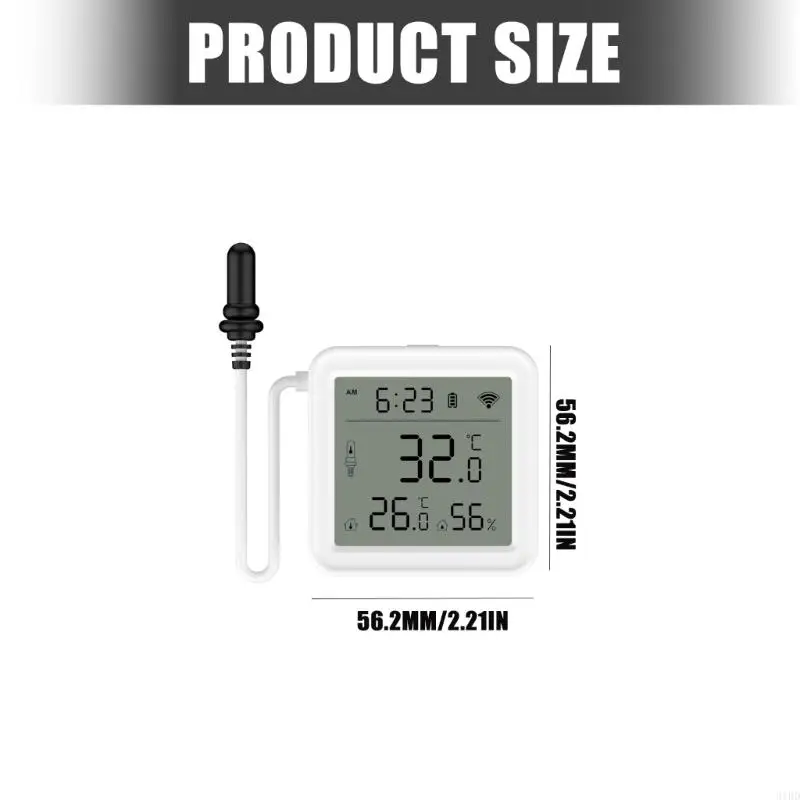 Pengukur Kelembaban Jarak Jauh Koneksi WiFi Detektor Eksternal Peringatan Segera ABS untuk Penggunaan Rumah Tangga Industri