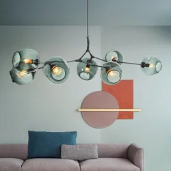 Modern Branch Ceiling Chandelier Stained Glass Shades For Dining Living Room Center Table Bedroom Home Decor Pendant Lamp Luster