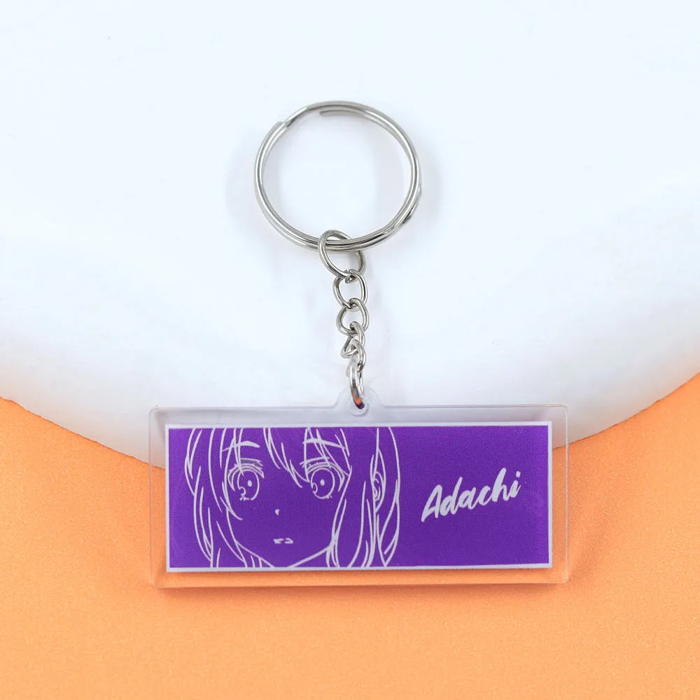 Anime Adachi and Shimamura Keychain Double Sided Clear Acrylic Keyring Purple Peeking Eyes Manga Badge Backpack Pendant Otaku G