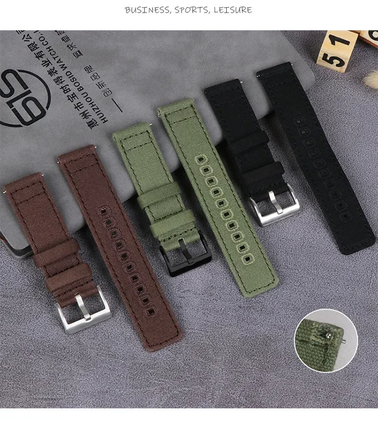 18mm 20mm 22mm Braided Canvas Strap for Samsung Galaxy Watch 3/4 40mm 44mm Classic 46mm 42mm Quick Release Bracelet for Germin