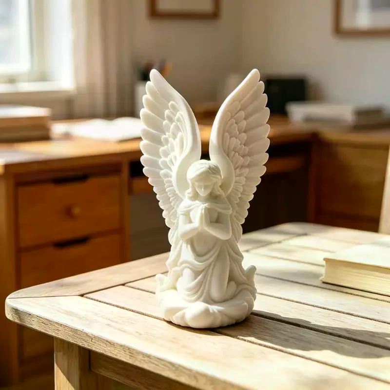 1Pcs 3D Printed White Male Angel Sculpture Exquisite Craftsmanship Realistic Details For Home Office Decor Art Collection Gifts