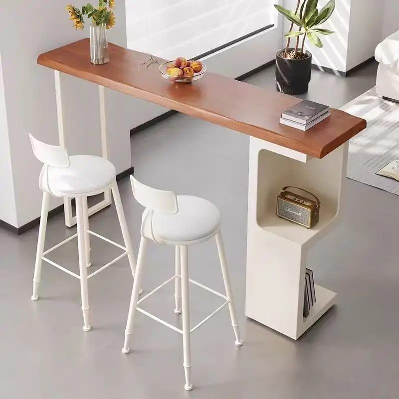 Solid wood bar table Small apartment Living room Household partition cabinet Balcony creative high table
