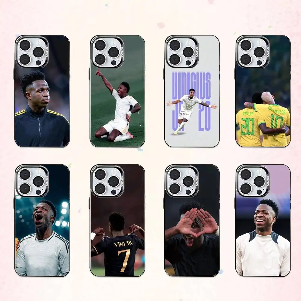 Football Player V-VINI J-JR   Phone Case For iPhone17,16,15,14,13,12,11 Plus,Pro Max Colored Silver Plated Inside Cover