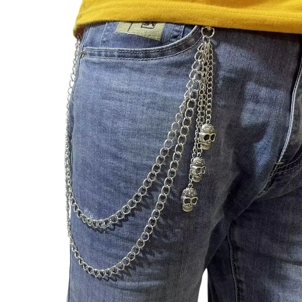 Retro Tassel Skull Waist Chain Zinc Alloy Gothic Tassel Jeans Chain Key Chains Pants Chain Skull Pants Chain Jeans