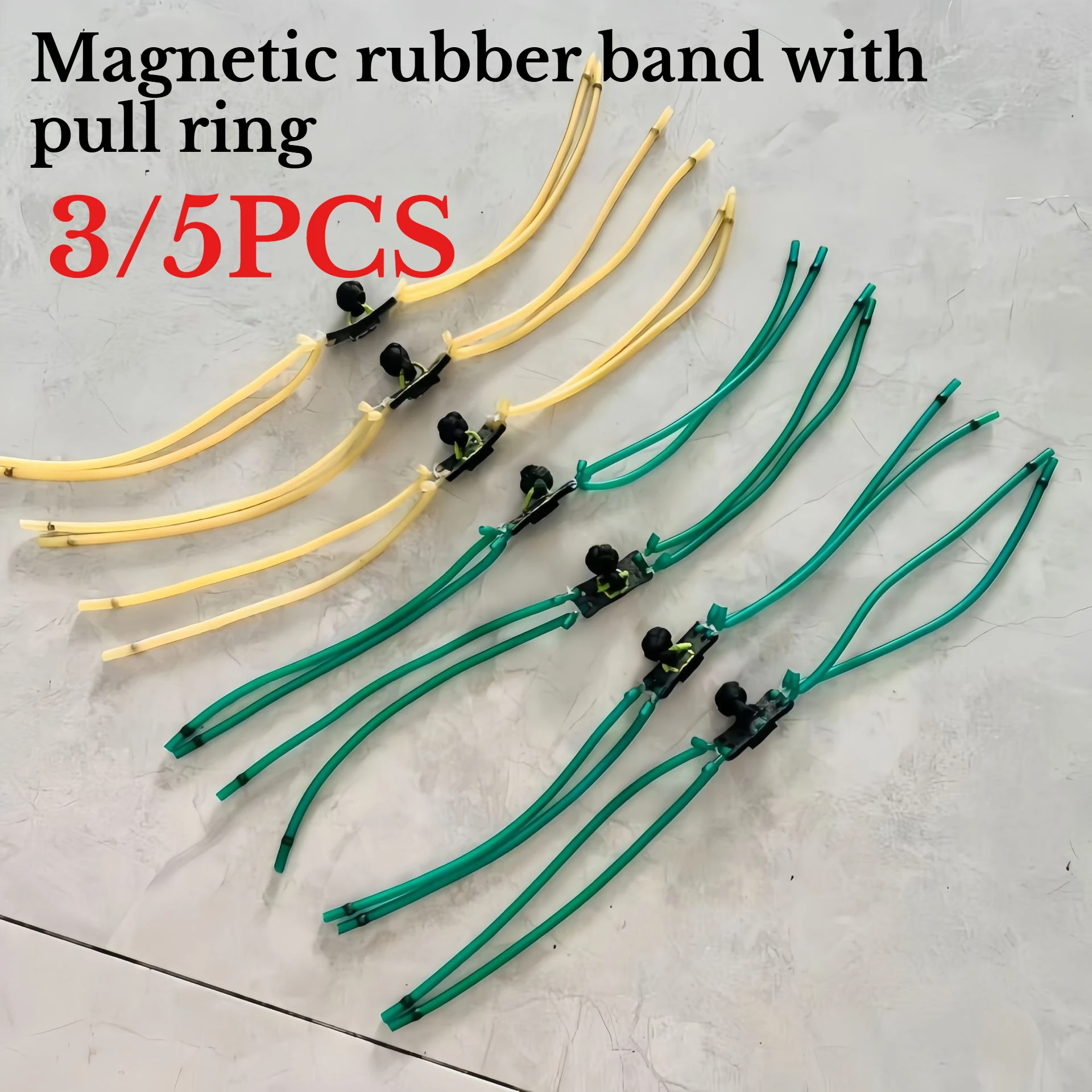 3/5PCS Outdoor Slingshot Accessories Magnetic Suction Steel Ball Pull Ring Round Rubber Band with Two Strands and Four Clips