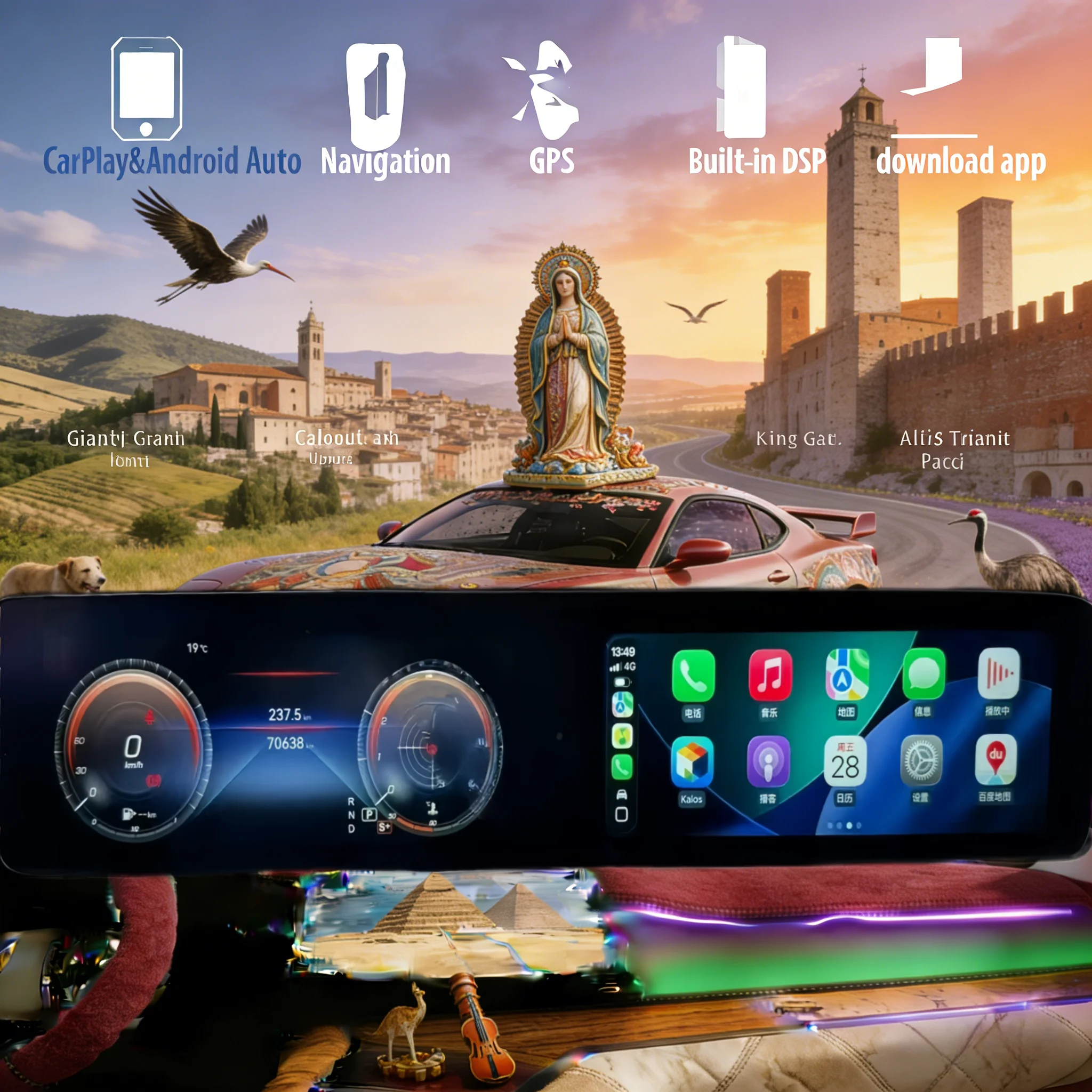 25.6 "CarPlay Auto Android 14 راديو السيارة لبنز E class W213 NTG 5.5 2016-2023 شاشة مزدوجة مشغل ستيريو الوسائط المتعددة GPS رئيس