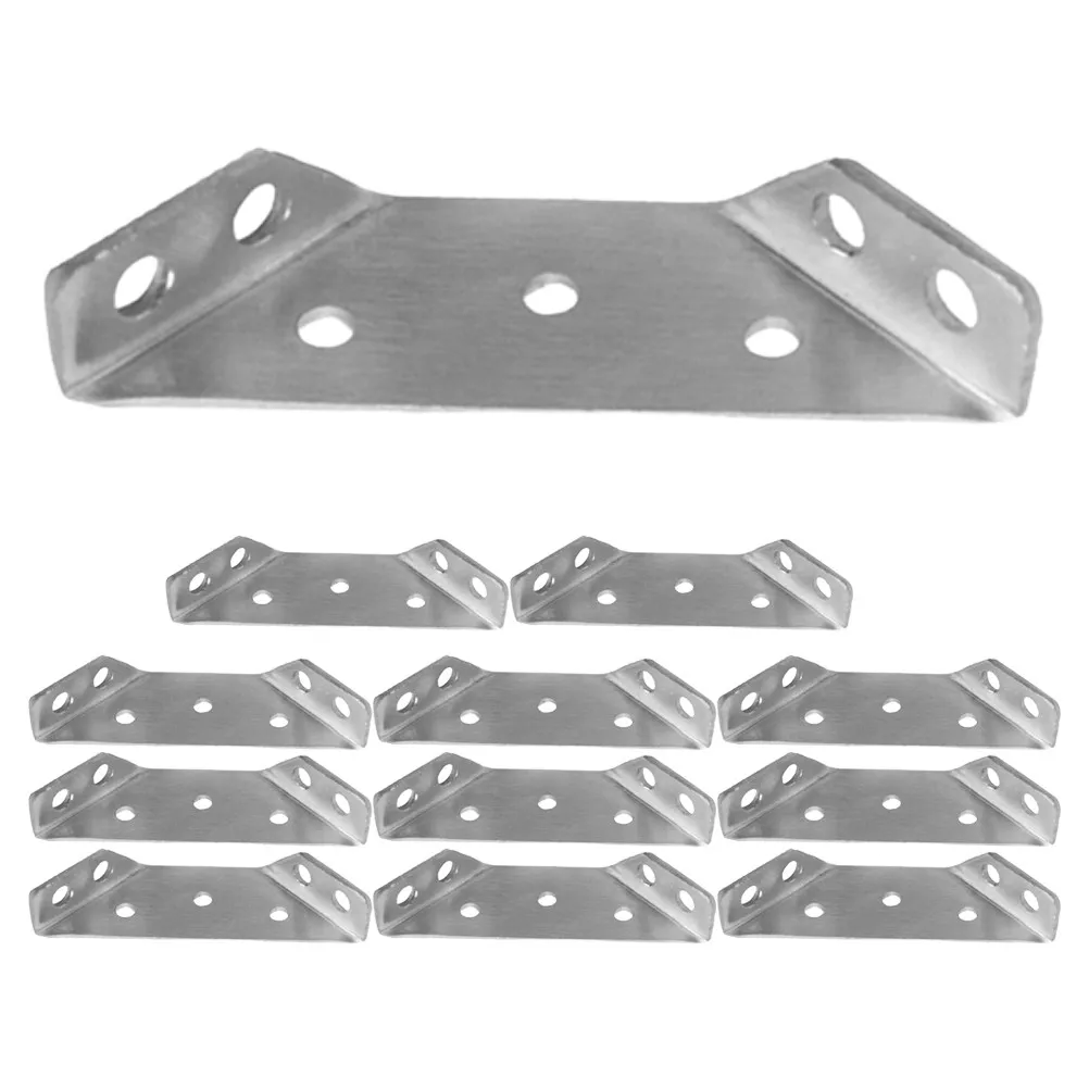 12Sets Stainless Steel Corner Bracket Heavy Duty Angle Bracket for Cabinets Shelves Countertops Furniture Support Connector
