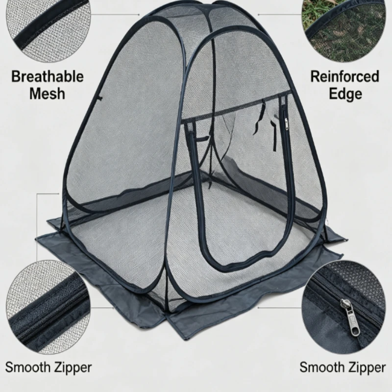 Pop Up Mosquito Net Tent With Fine Mesh And Zipper Door For Camping Bedroom Sleeping Insect Proof Shelter Home