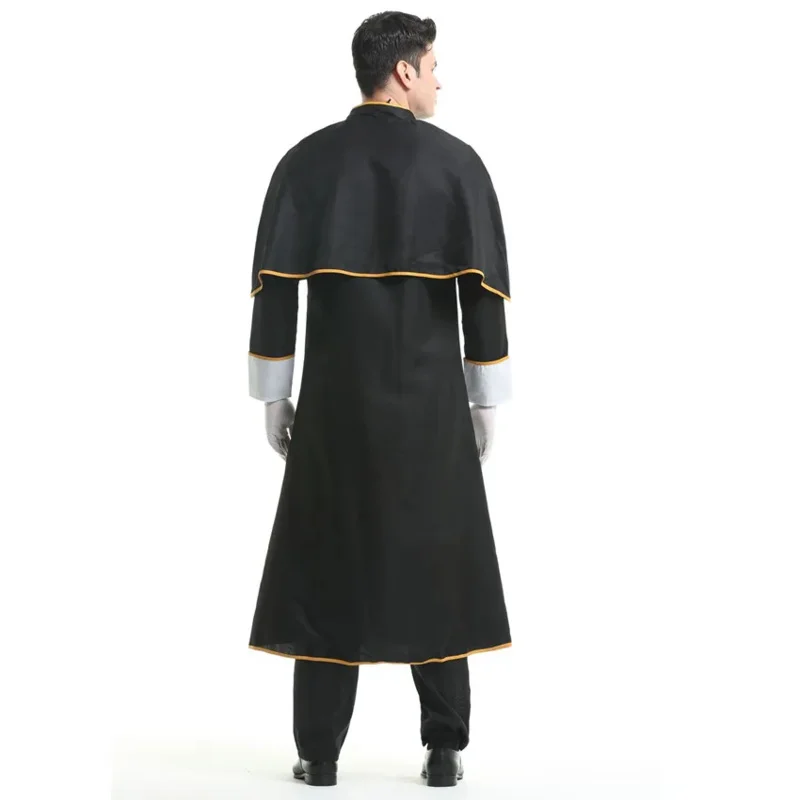 Paar Halloween Kostuum Voor Vrouwen Mannen Middeleeuwse Cosplay Priester Nun Missionary Kostuum Kerk Religieus Klooster Fancy Party Dress