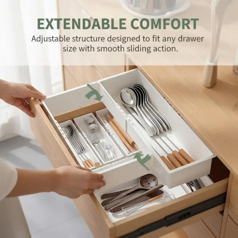 Universal Extendable Drawer Organizer Durable Plastic Multi-Size Desk Drawer Organizer For Makeup Cosmetic Bedroom Dressers Tool