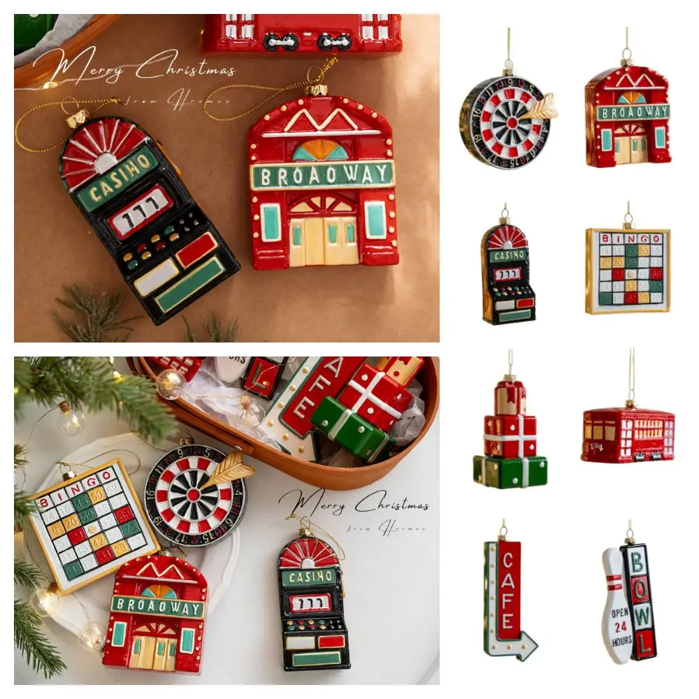 Delicate Red&green Christmas Hanging Decoration DIY Game Car Xmas Tree Ornament Plastic Merry Christmas Drop Pendant Christmas