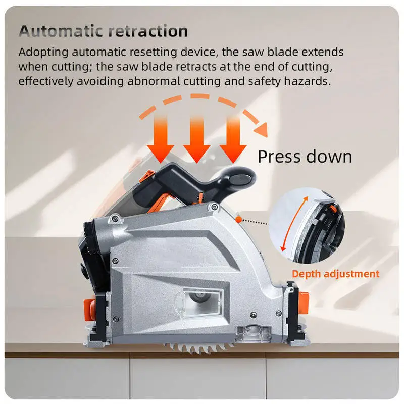 Plunge Cut Track Saw 6750RPM Electric Circular Saw with Guide Rail System Professional Woodworking Cutting Tool for Plywood MDF