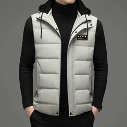 Neue Herren Ente Unten Weste Mode Mit Kapuze Ärmellose Jacke Mantel Lässig Warme Weste Winter Hut Abnehmbare Westen Männer Chothing