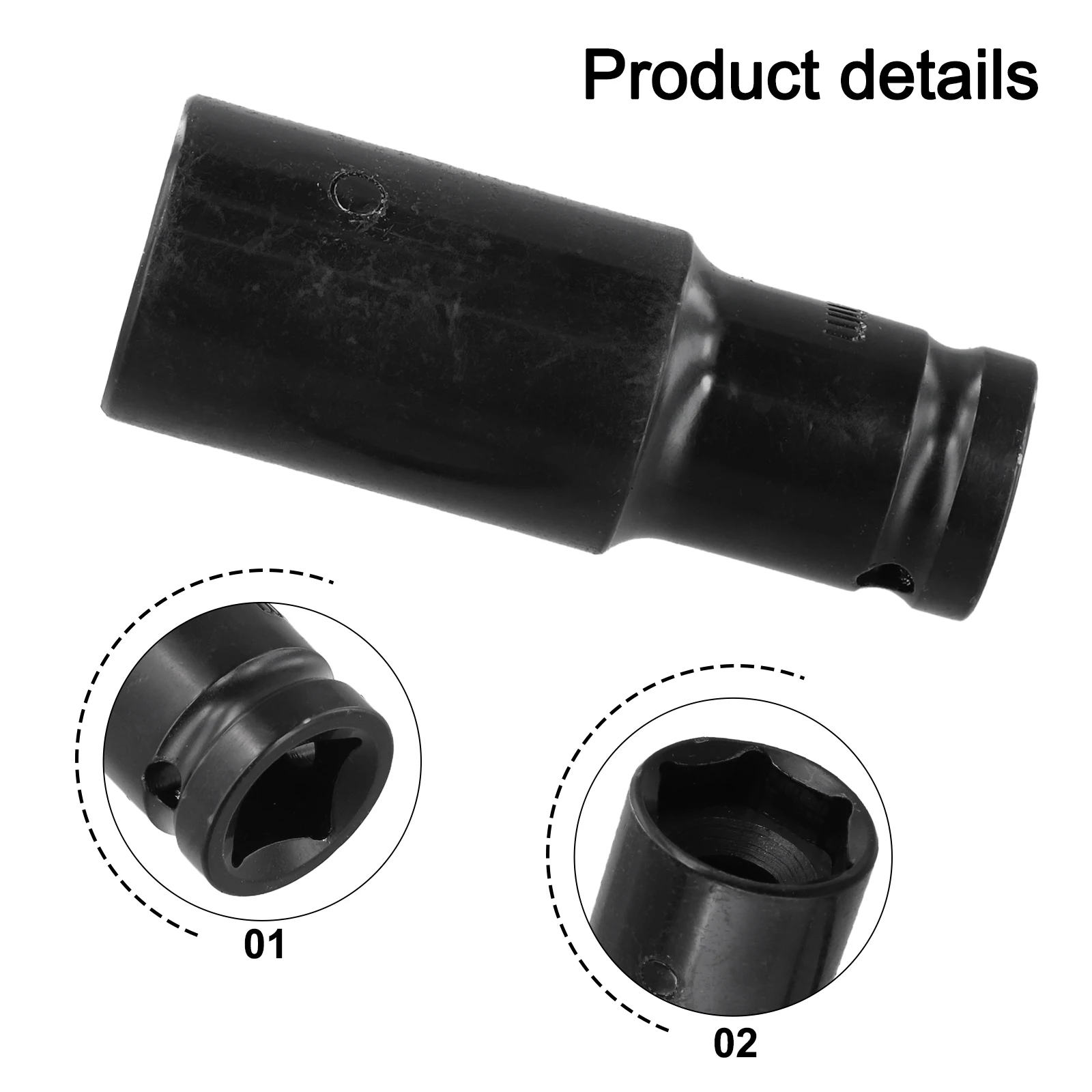 For impact Driver Extended Socket Head 1/2 Inch Drive with Interchangeable Nut Sockets 12/14/16mm for Professional Use