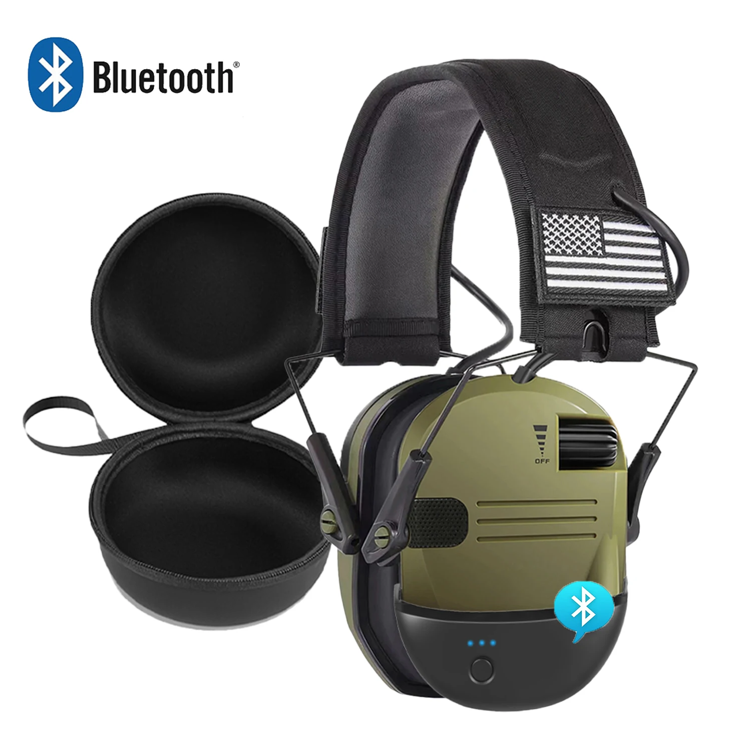 

Tactical Shooting Earmuff Headsets Bluetooth with Case Hearing Protection Headphone Safety Noise Reduction Ear Muffs Foldable