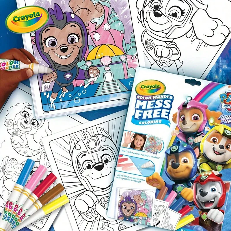 Crayola Color Wonder Paw Patrol Aqua Pups Coloring Set (20+ Pcs), 18 Color Wonder Pages, 5 Mess Free Markers, Toddler Coloring