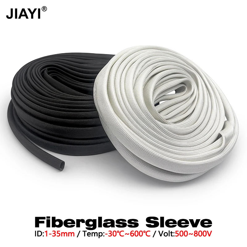 

600 Deg.C Fiberglass Sleeve ID 1-1.5-2-2.5-3-3.5-4-5mm High Temperature Chemical Glass Fiber Tube Insulating Wire Cable Sleeving