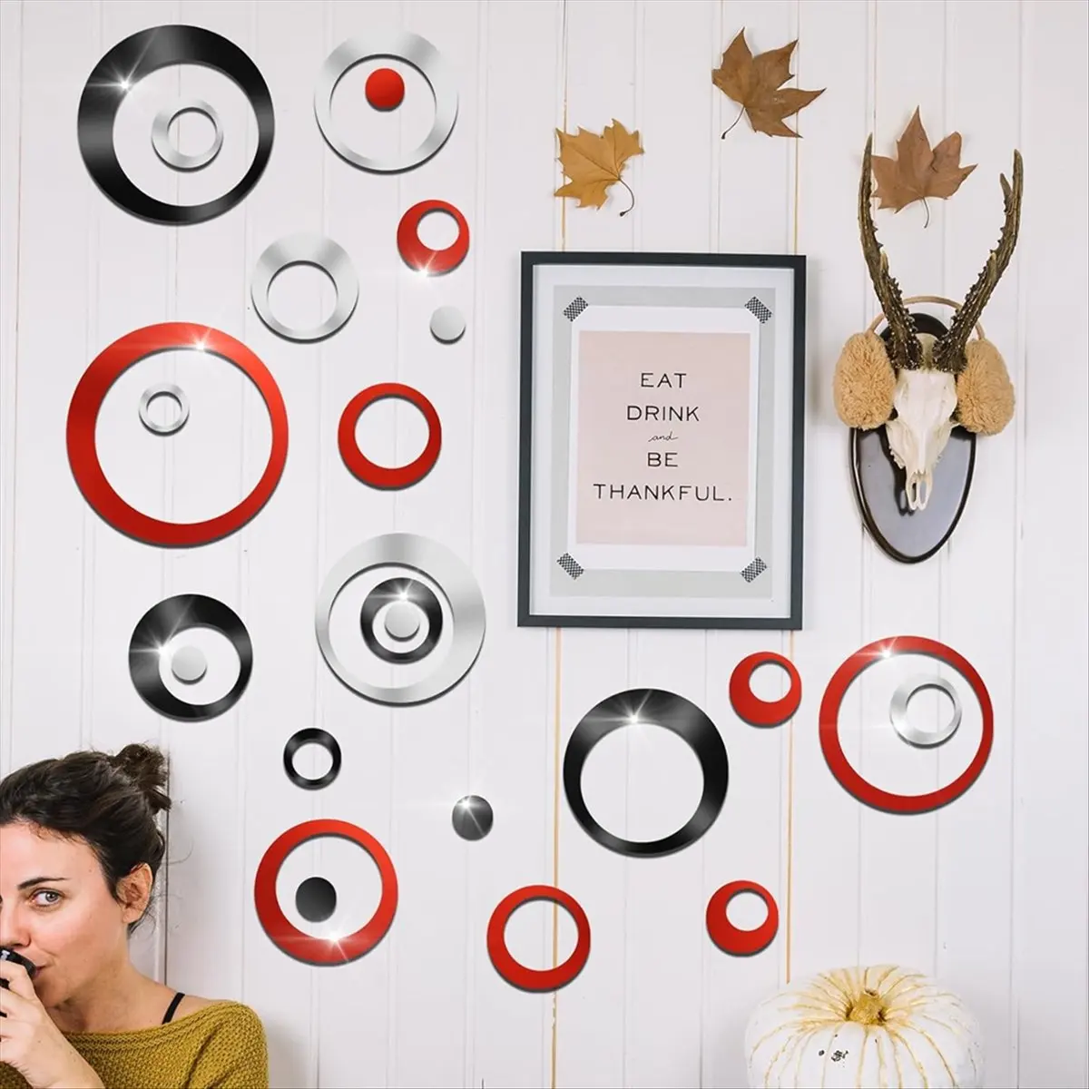 【2026 TOP Global】▼△◑72Pcs Wall Stickers Acrylic Circle Mirror Removable Round Dots Mirror Wall Decoration Wall Decals Murals for
