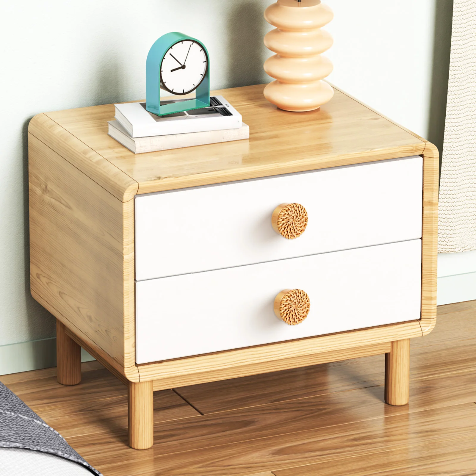 

4Pcs Boho Woven Wood Drawer Knobs Rattan Pulls for Furniture Dresser Cabinets Door Handles Boho Knobs Cabinet Handles