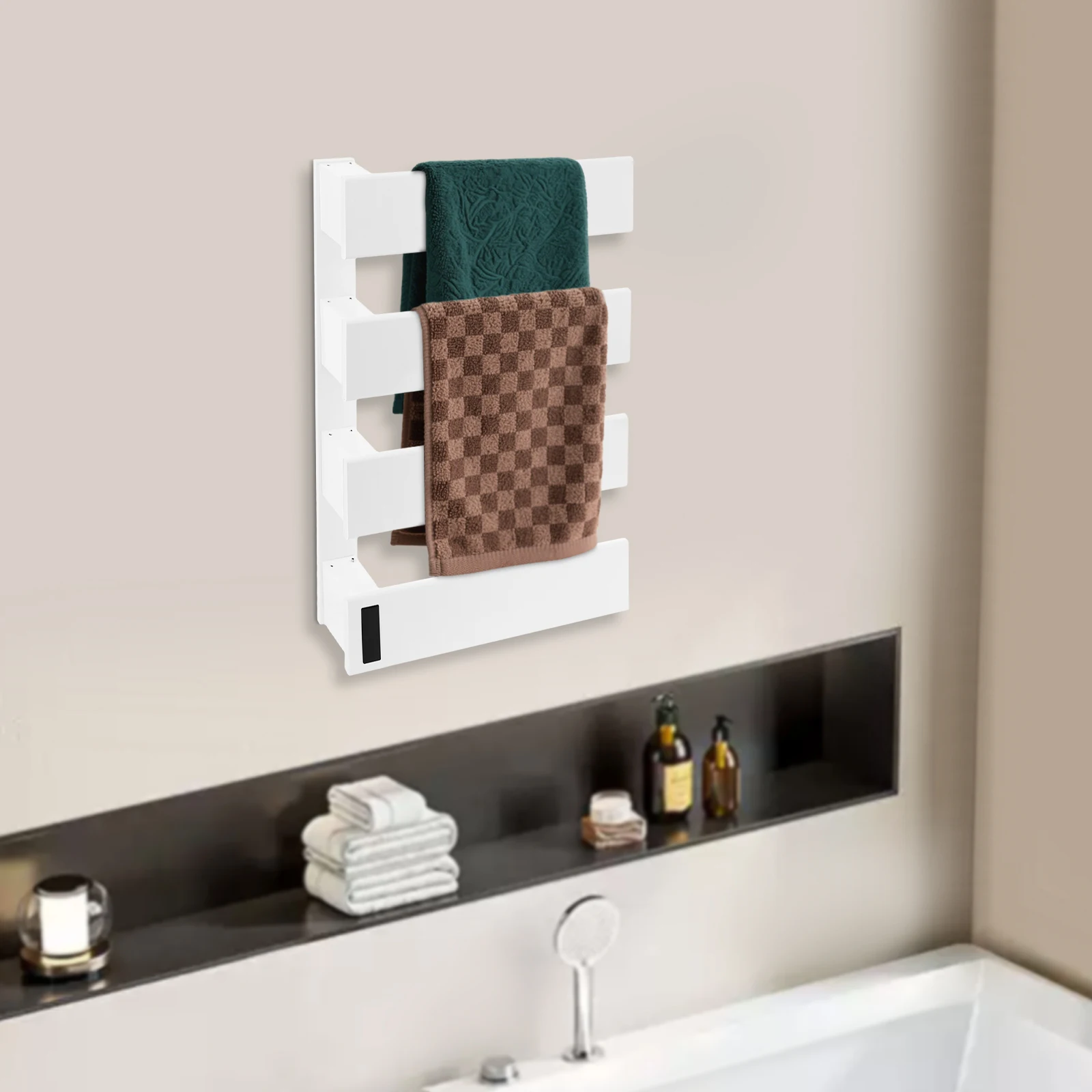 

Electric Towel Warmer,Wall-Mounted Towel Heater , Waterproof Aluminum Towel Warmer for Bathroom, Support Plug-in and Hardwired