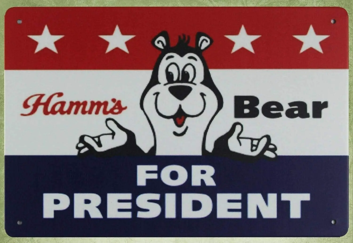 Metal Sign 16 x 12inch - decorat ive Lodge Cafe Hamms Bear for President Soda Bar Vintage Look tin Sign Wall Decoration Bar Cafe