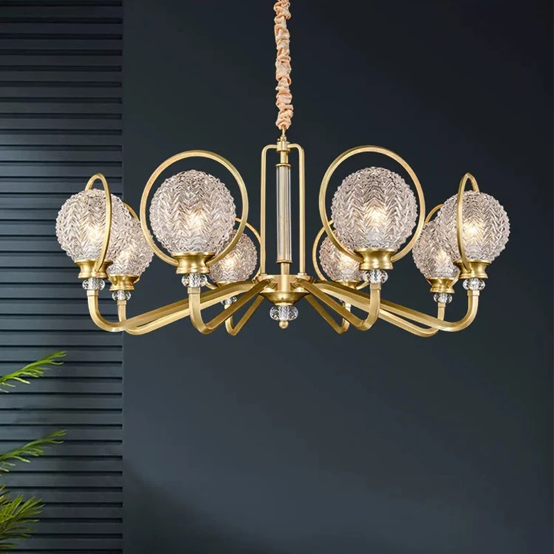 

AiPaiTe American style copper crystal chandelier, living room, dining room, bedroom, staircase, attic, circular chandelier