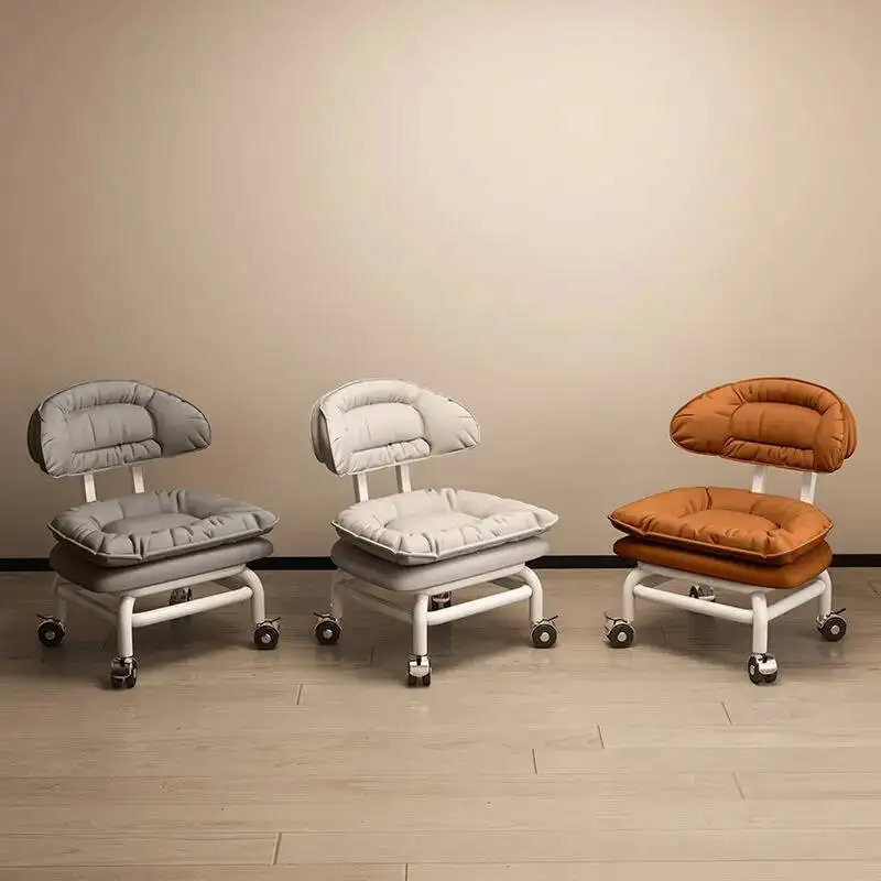 Universal Small Table Stool Tea Household Stool Living Wheel Room Learning Stool Lazy Cloud Wheel Beauty Sewing Small Chair Back