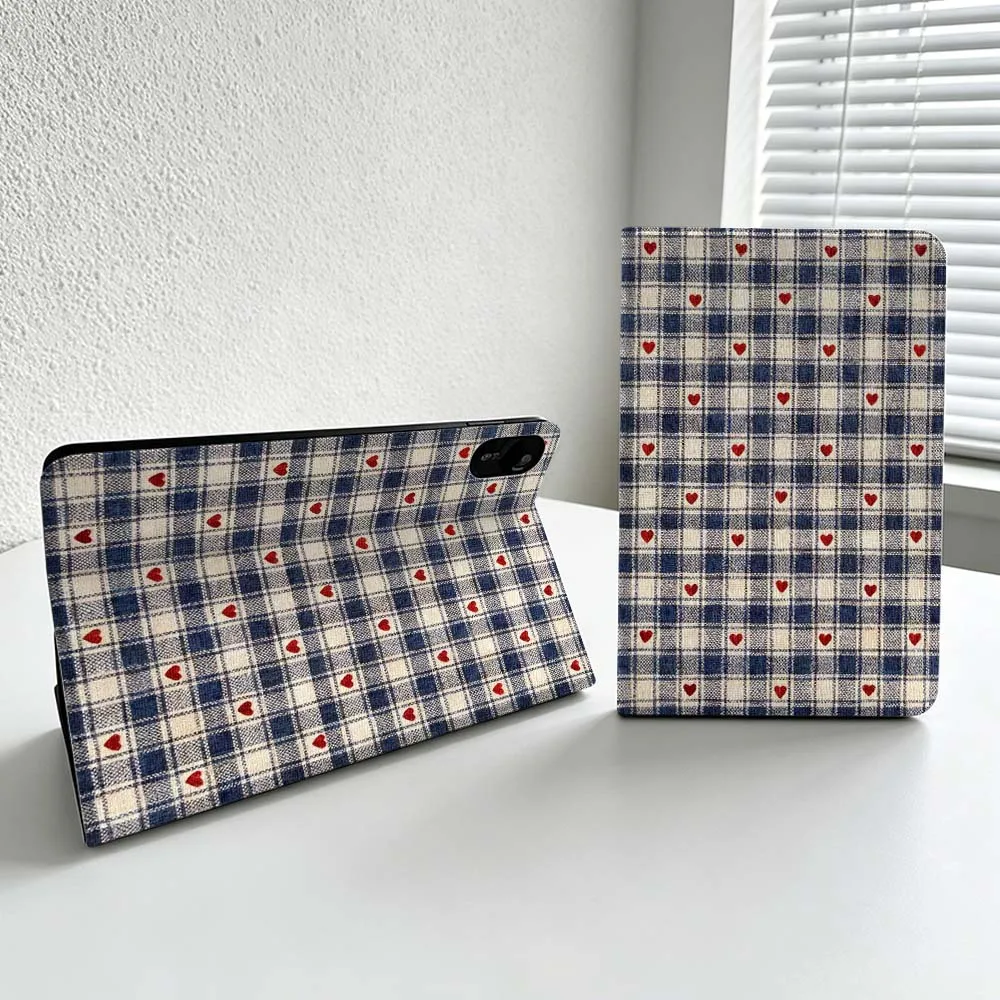 Cartoon Heart Plaid Pattern For Xiaomi Redmi Mi Pad 8 7 6 5 4 2 SE K Pro Max Ultra Poco Pad Soft Inch Tablet Case Cover