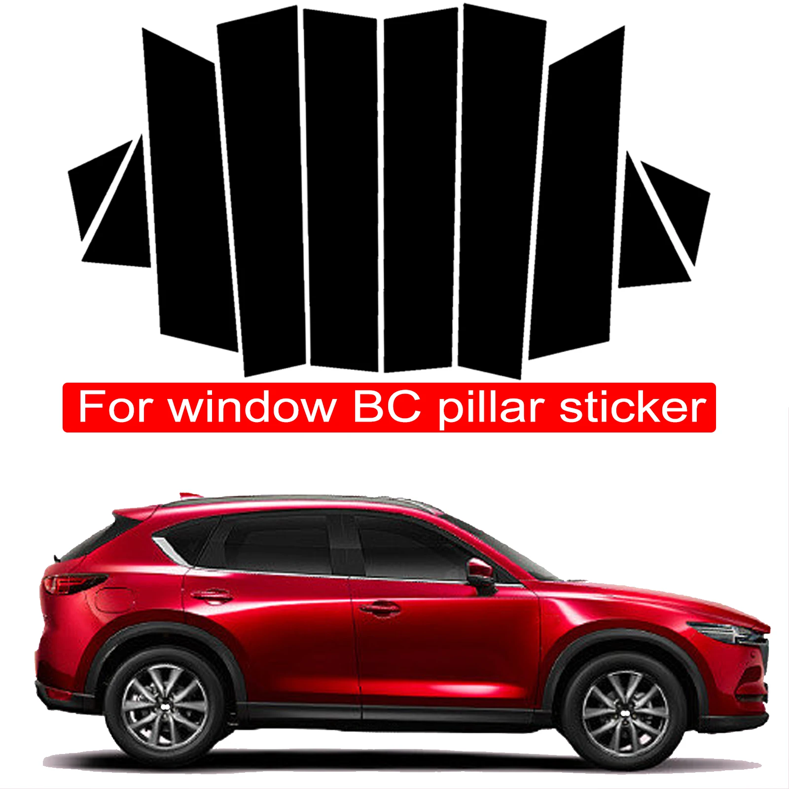 10PCS Polished Pillar Posts Fit For Mazda CX-5 CX5 2017-2019 Window Trim Cover BC Column Sticker Chromium Styling Car Accessory