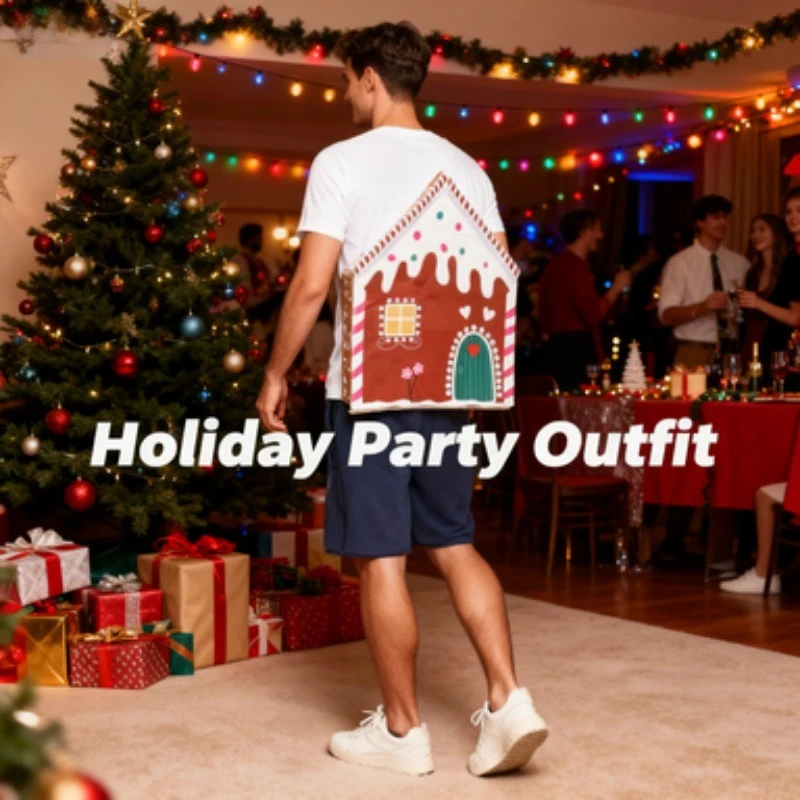 Adult Christmas Elf House Style Cosplay Outfit Fancy Costume for Holiday Party Bar Stage Performance Photograph Prop Dress Up