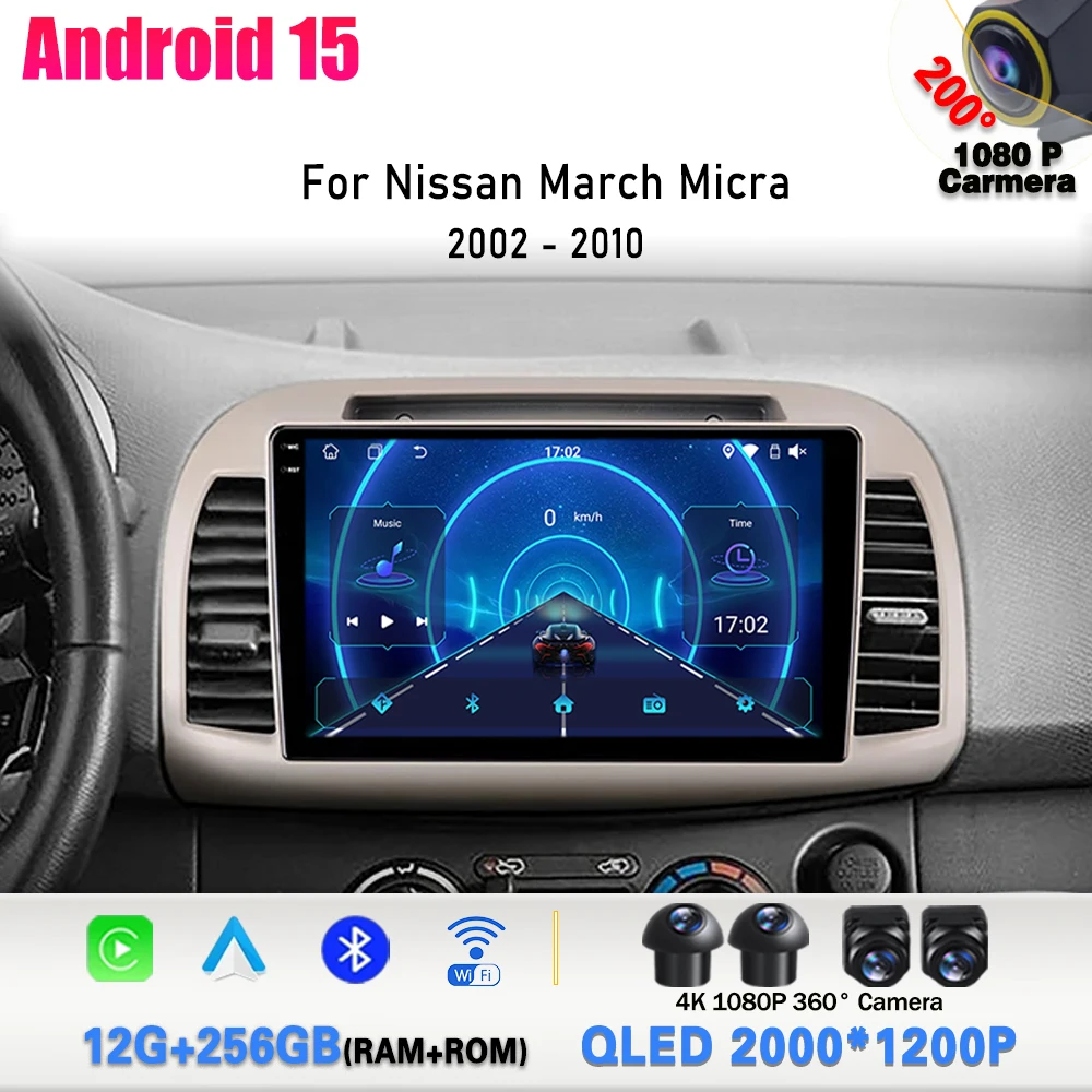 

Android 15 For Nissan March Micra K12 2002 - 2010 Android Auto Car Radio Stereo Multimedia WIFI Wireless Carplay Navigation 4G