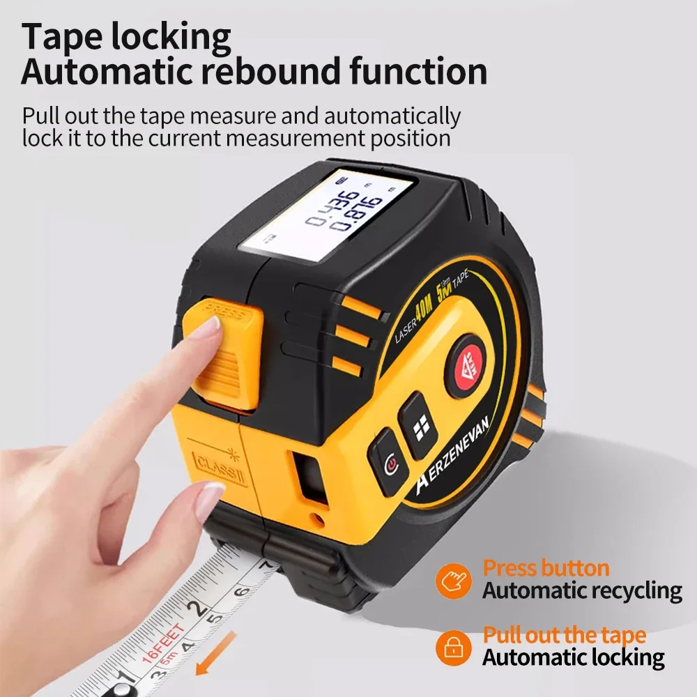 80m Laser Tape Measure Tape Measure Measuring Tool Laser Distance Meter Steel Tape Measure USB Rechargeable