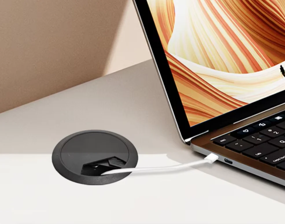 Desk Table Plastic Cable Hole Cover PC Computer Desk Round Wire Tidy Grommet Cable Organizer
