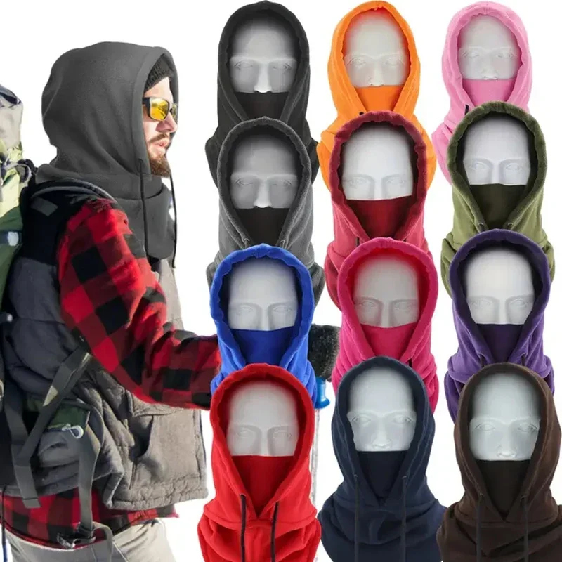 Outdoor Winter Thermal Fleece Balaclava Scarf Ski Face Mask Neck Warmer Snood Hood Hat Windproof Cold Warm Riding Cap Sports